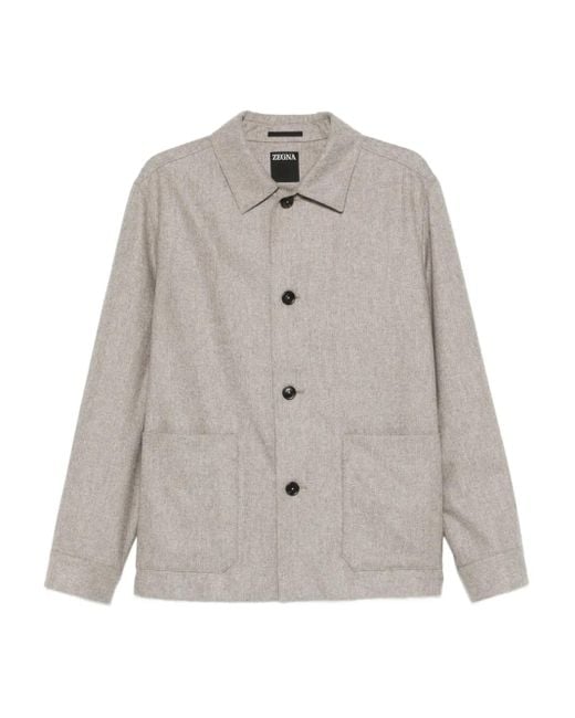 Zegna White Patch-Pocket Button-Front Jacket for men