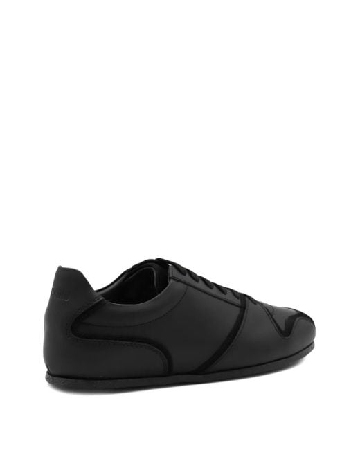 Moschino Black Leather Suede Panel Sneakers for men