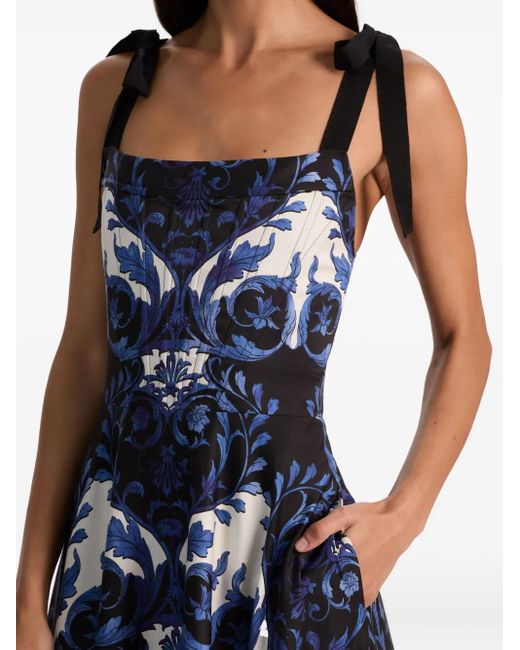 Alice + Olivia Rosalee Maxi-Jurk Met Gestrikt Bandje in het Blue