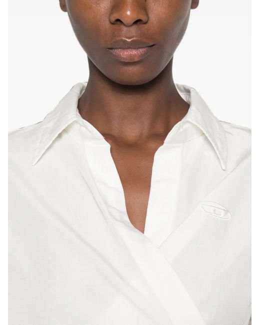 DIESEL White Blouse À Design Cache-Cœur