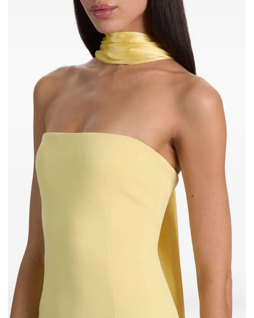 Alice + Olivia Metallic Chana Strapless Side-Slit Maxi Dress