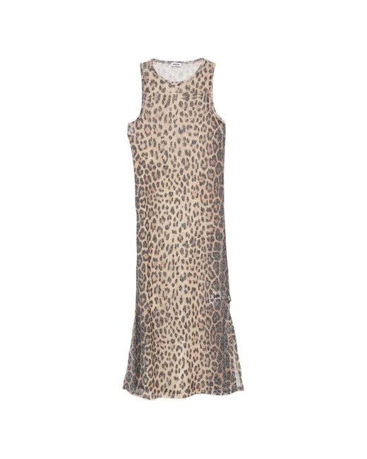 Moschino White Leopard-Print Midi Dress
