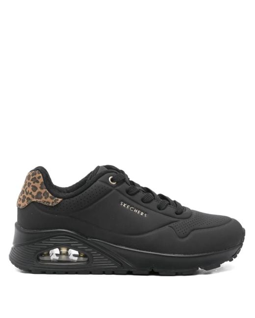 Skechers Black Leopard-Print Sneakers