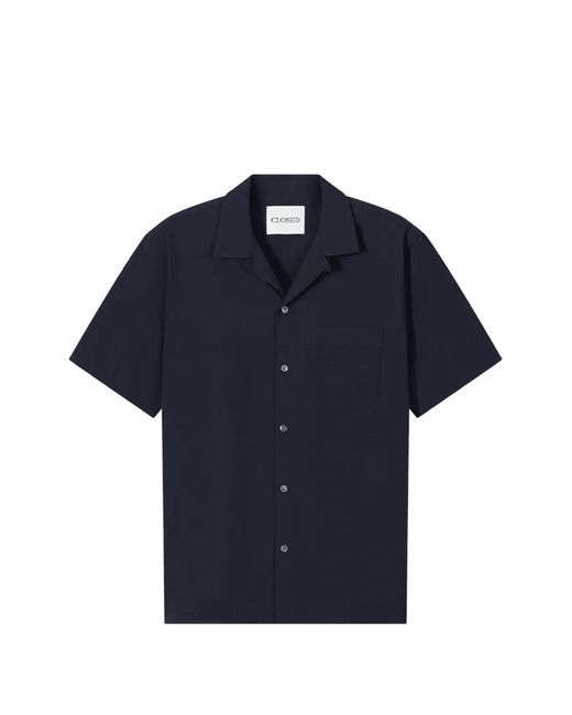 Closed Blue Seersucker Short-Sleeved Shirt for men