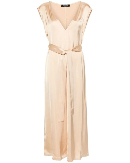Fabiana Filippi Natural V-Neck Belted Dress