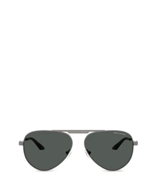ARMANI EXCHANGE Gray Pilot-Frame Double-Bridge Sunglasses