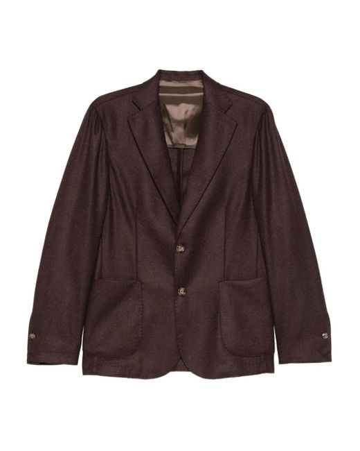 Barba Napoli Brown Patch-Pocket Button-Front Blazer for men
