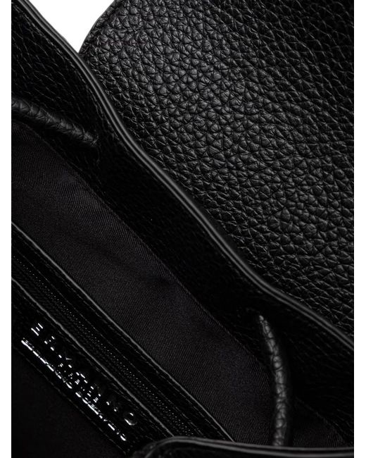 ERMANNO FIRENZE Black Logo-Plaque Pebbled Backpack