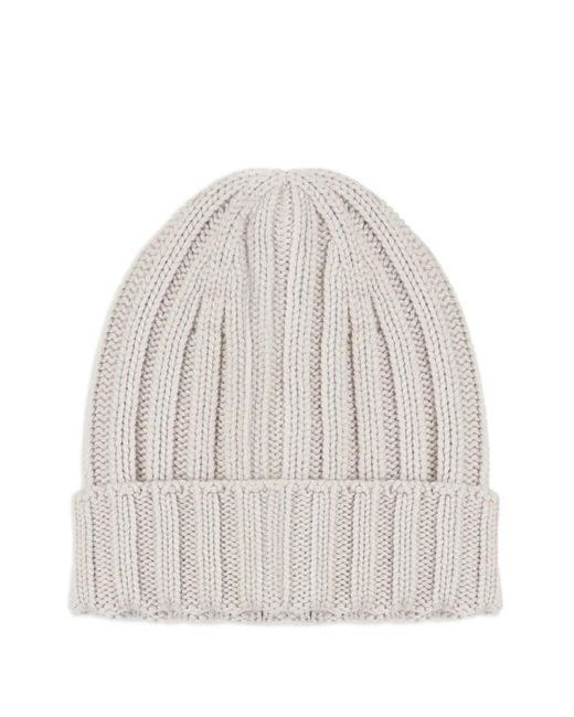 John Galliano White Ribbed Wool Beanie for men