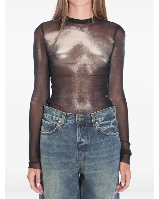 Jean Paul Gaultier Body Dust ロングスリーブ トップ Black