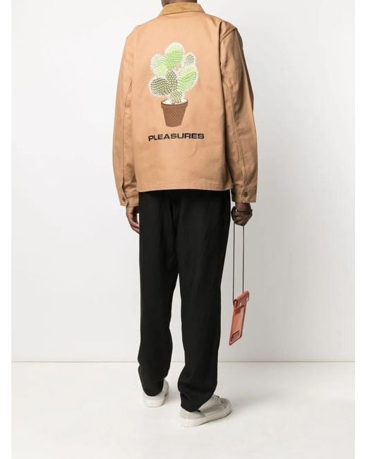 Pleasures Brown Graphic-Print Button-Up Jacket for men
