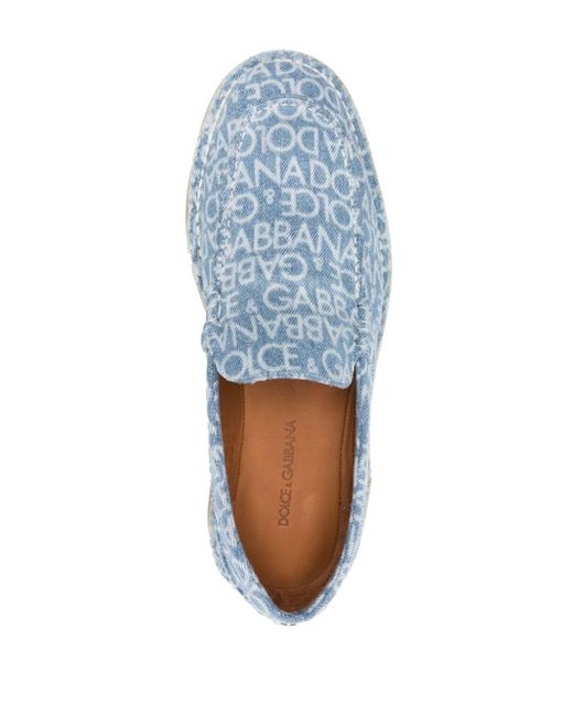 Dolce & Gabbana Blue Logo-print Denim Loafers for men