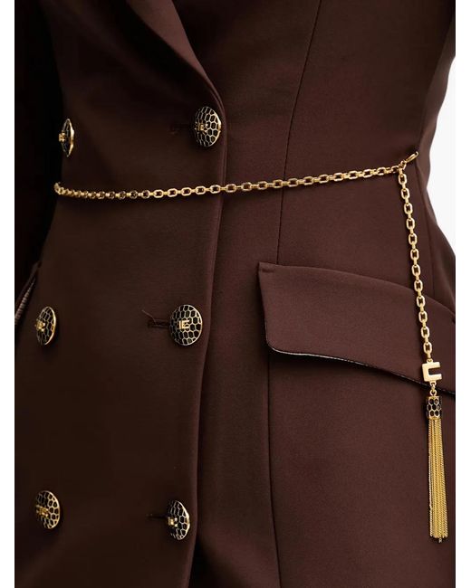 Elisabetta Franchi Brown Double-Breasted Mini Dress