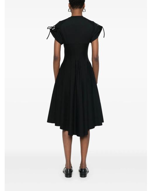 Aganovich Black Pleat-Detail Midi Dress