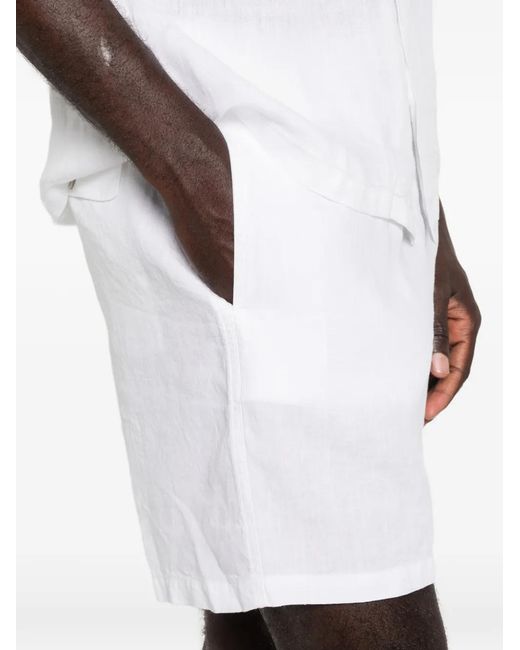 120% Lino White Drawstring-Waist Shorts for men