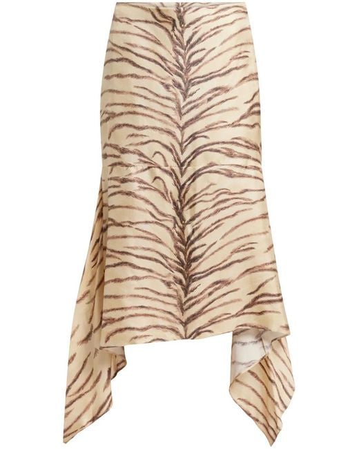 Stella McCartney Natural Tiger-Print Midi Skirt