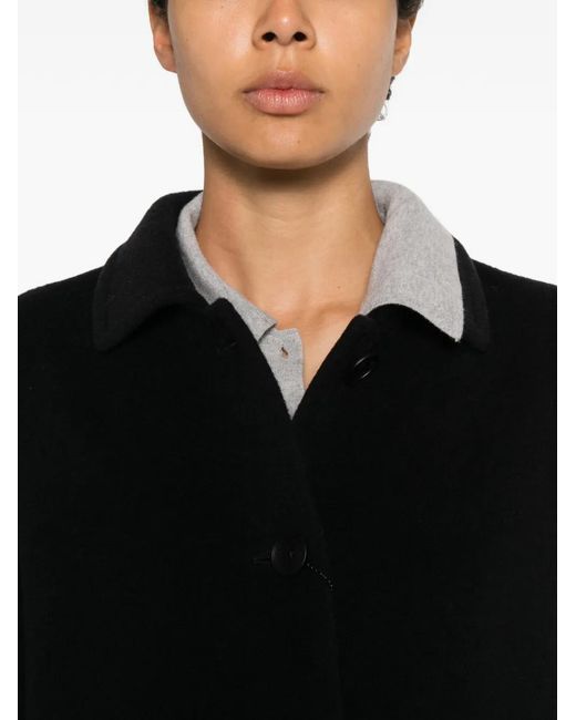 Tagliatore Black Monic Single-Breasted Patch-Pocket Coat