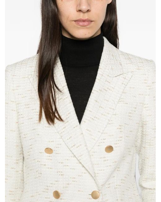 Tagliatore White Double-Breasted Tweed Jacket