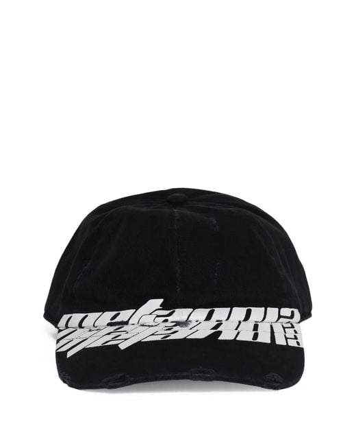 RRR123 Black Text-Print Baseball Cap for men