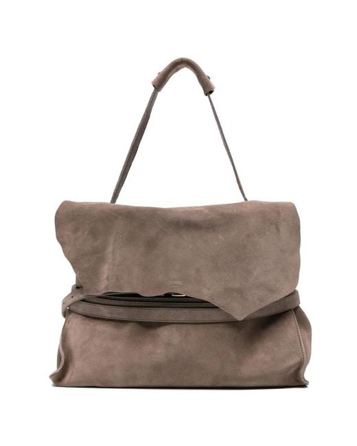 Moschino Brown Alicante Belt-Detail Foldover Tote Bag