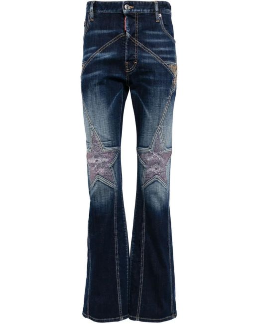 DSquared² Blue Super Star Rhinestone-Embellished Jeans for men