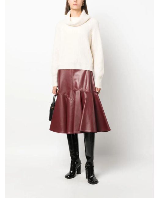 Allude White Cowl-Neck Fine-Knit Jumper