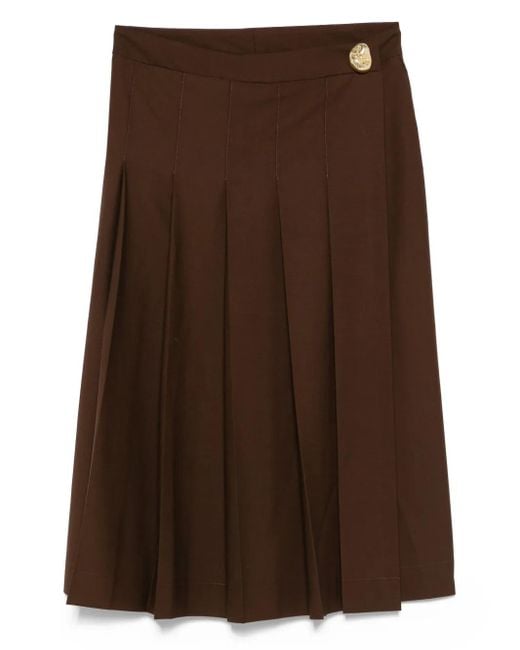 Fabiana Filippi Brown Pleated Midi Skirt