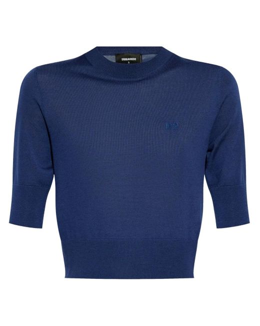 DSquared² Blue Logo-Embroidered T-Shirt