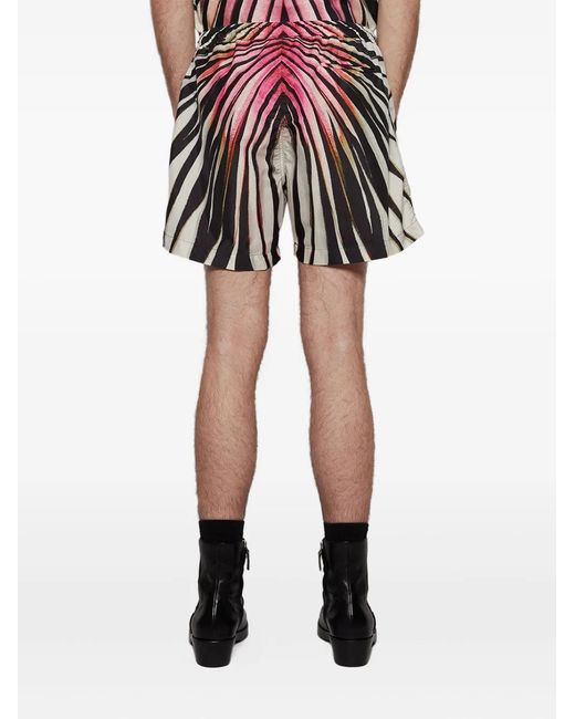 Roberto Cavalli Red Zebra-Print Swim Shorts for men
