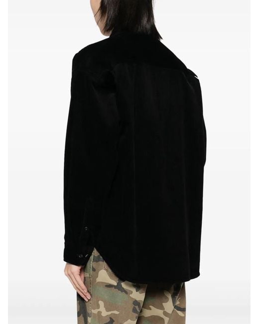 Aape By A Bathing Ape Black Logo-Patch Corduroy Button-Down Shirt for men