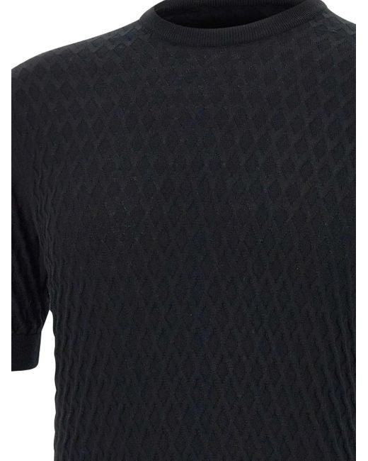 FILIPPO DE LAURENTIIS Black Cotton Crepe T-Shirt for men