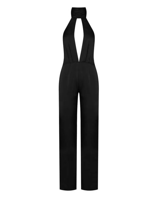Maison Close Black Open-Back Satin Jumpsuit