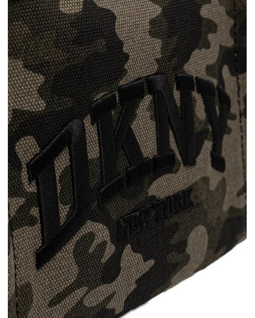 DKNY Black Camouflage Logo-Patch Tote Bag