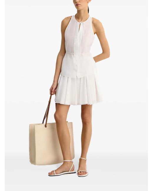 12 STOREEZ White Button-Up Belted Top