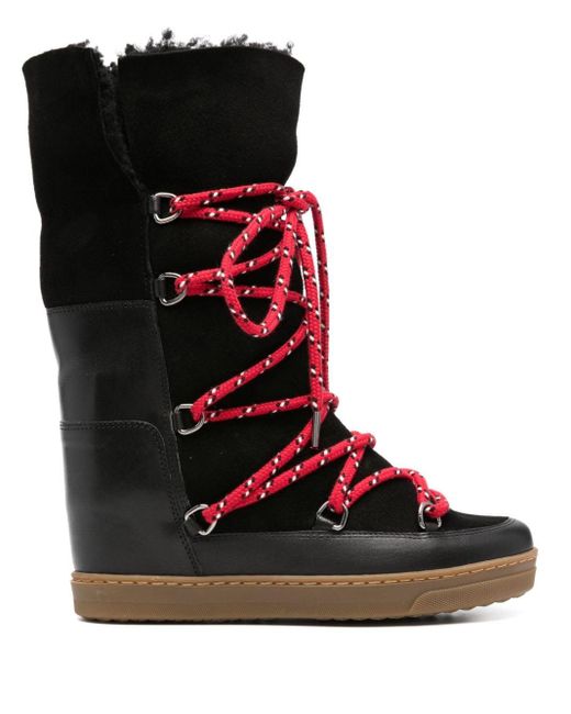 Isabel Marant Nowles Lace-up Snow Boots in Red | Lyst