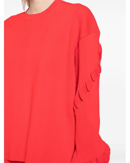 JNBY Red Oversized Ribbed-knit Jumper