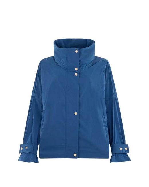 Moorer Blue High-Collar Button Jacket