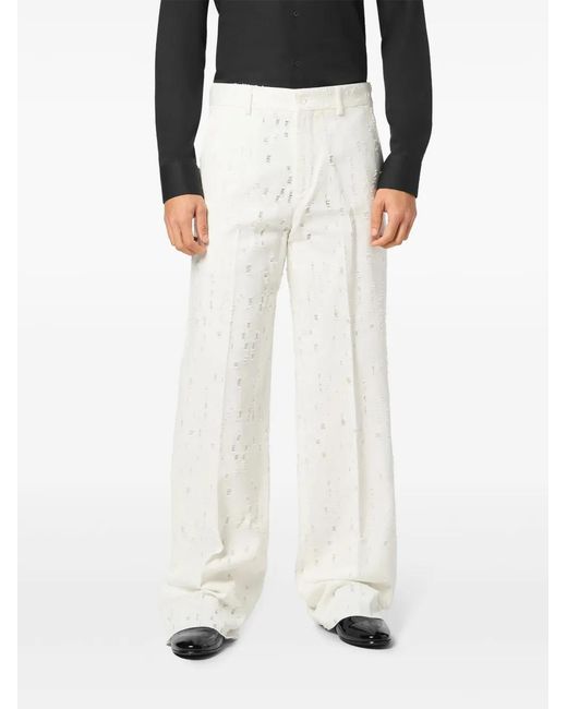 Philipp Plein White Destroyed Trousers for men
