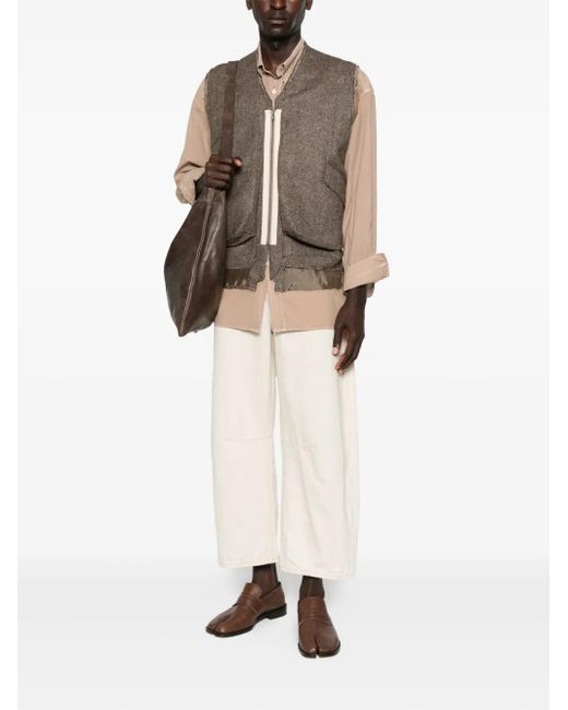 Maison Margiela Brown Pocket-Detail Frayed-Edge Gilet for men