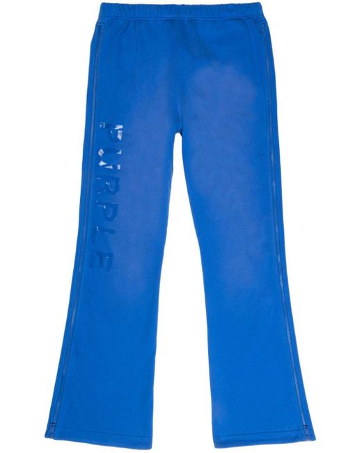 Purple Brand Blue Logo-print Track Pants for men