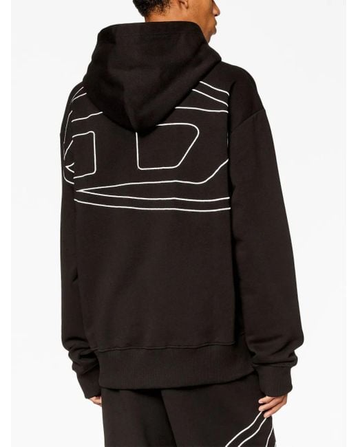 DIESEL Black S-Boxt-Hoodie With Bleached Logo for men