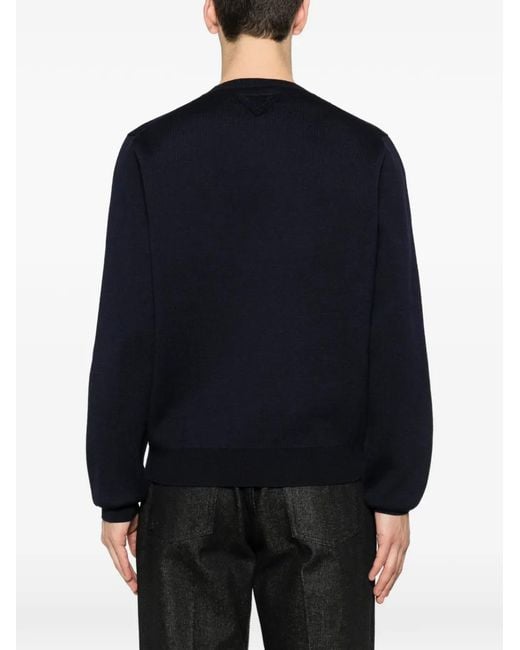 Prada Blue Classic Crew Neck Sweater For for men