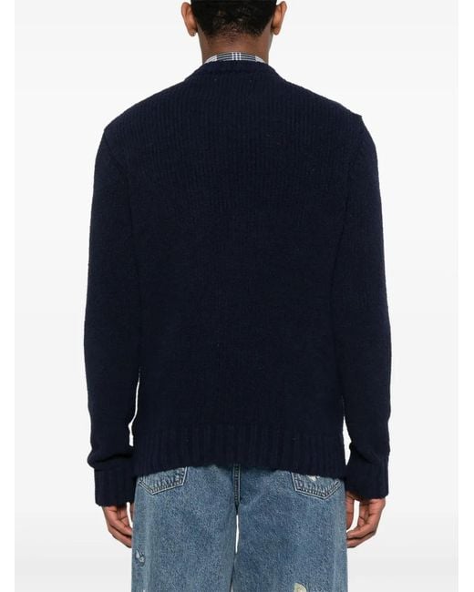 Arte' Blue Logo-Embroidered Sweater for men