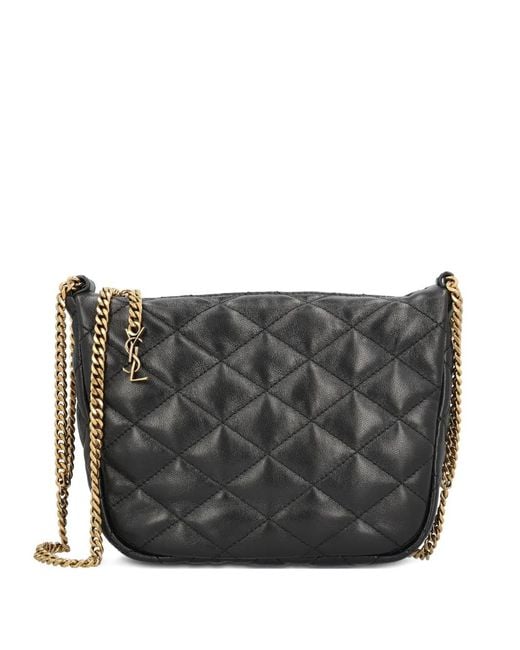 Saint Laurent Gewatteerde Leren Tas Met Ketting in het Gray