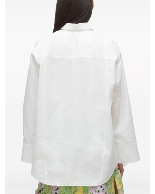 3.1 Phillip Lim White Popeline-Hemd mit drapierten Bündchen