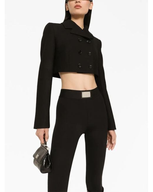 Dolce & Gabbana Black Short Double-Breasted Twill Jacket