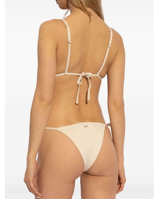 Bikini con aplique del logo Emporio Armani de color White