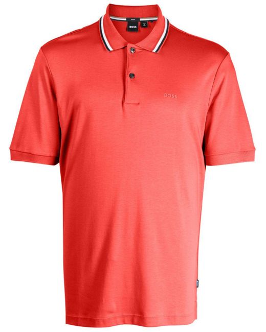 Boss Red Logo-appliqué Cotton Polo Shirt for men