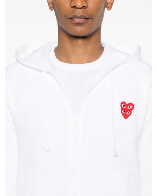 COMME DES GARÇONS PLAY White Double Heart-Patch Hoodie
