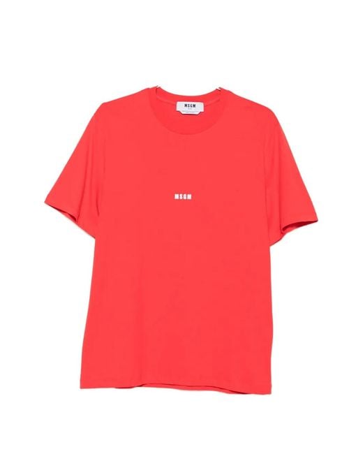 MSGM Red Logo-Print T-Shirt for men